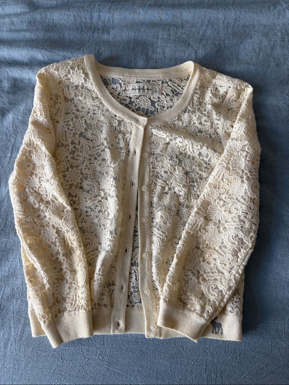 Abercrombie & Fitch Cream Lace Button-Up Cardigan